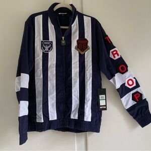 NWT Hip Hop Navy Troop Striped Windbreaker Track Suit Jacket Patches
M